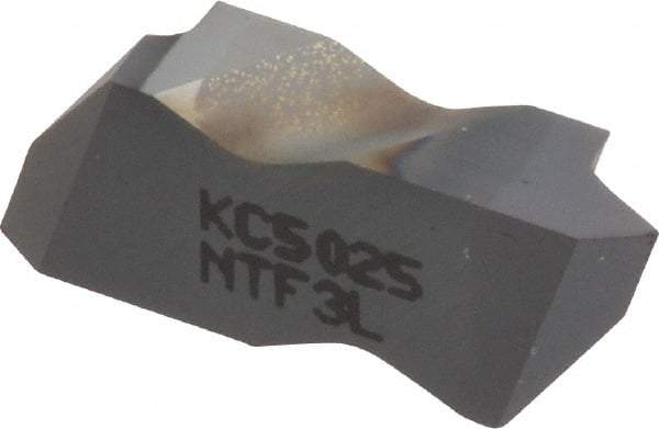 Kennametal - NTF3 Grade KC5025, Internal/External Partial Profile 60° Threading Insert - 0.6 to 2.5mm & 10 to 44 TPI Ext Pitch, 10 to 2.5mm & 9 to 24 TPI Int Pitch, Left Hand Insert, TiAlN Finish, Carbide - Eagle Tool & Supply