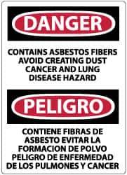 NMC - "Danger - Contains Asbestos Fibers - Avoid Creating Dust - Cancer and Lung Disease Hazard", 14" Long x 10" Wide, Aluminum Safety Sign - Rectangle, 0.04" Thick, Use for Hazardous Materials - Eagle Tool & Supply