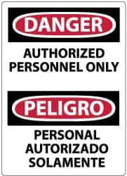 NMC - "Danger - Authorized Personnel Only", 14" Long x 10" Wide, Rigid Plastic Safety Sign - Rectangle, 0.05" Thick, Use for Security & Admittance - Eagle Tool & Supply