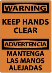 NMC - "Warning - Keep Hands Clear", 14" Long x 10" Wide, Pressure-Sensitive Vinyl Safety Sign - Rectangle, 0.004" Thick, Use for Accident Prevention - Eagle Tool & Supply