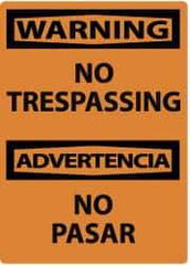 NMC - "Warning - No Trespassing", 14" Long x 10" Wide, Pressure-Sensitive Vinyl Safety Sign - Rectangle, 0.004" Thick, Use for Security & Admittance - Eagle Tool & Supply