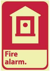 NMC - Fire Alarm, Plastic Fire Sign - 7" Wide x 10" High, Glow-in-the-Dark - Eagle Tool & Supply