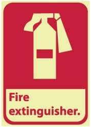 NMC - Fire Extinguisher, Plastic Fire Sign - 7" Wide x 10" High, Glow-in-the-Dark - Eagle Tool & Supply