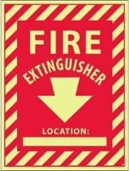 NMC - Fire Extinguisher Location: ____, Plastic Fire Sign - 9" Wide x 12" High, Glow-in-the-Dark - Eagle Tool & Supply
