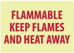 NMC - "Flammable - Keep Flames and Heat Away", 7" Long x 10" Wide, Pressure-Sensitive Vinyl Safety Sign - Rectangle, 0.004" Thick, Use for Hazardous Materials - Eagle Tool & Supply