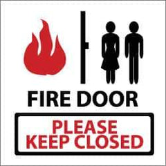 NMC - Fire Door - Please Keep Closed, Plastic Fire Sign - 7" Wide x 7" High, Glow-in-the-Dark - Eagle Tool & Supply
