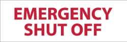 NMC - "Emergency Shut-Off", 4" Long x 12" Wide, Rigid Plastic Safety Sign - Rectangle, 0.05" Thick, Use for Accident Prevention - Eagle Tool & Supply