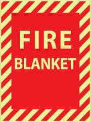 NMC - Fire Blanket, Plastic Fire Sign - 9" Wide x 12" High, Glow-in-the-Dark - Eagle Tool & Supply