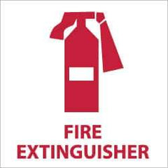 NMC - Fire Extinguisher, Pressure Sensitive Vinyl Fire Sign - 7" Wide x 7" High, Glow-in-the-Dark - Eagle Tool & Supply