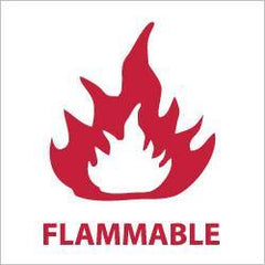 NMC - "FLAMMABLE", 7" Long x 7" Wide, Pressure-Sensitive Vinyl Safety Sign - Square, 0.004" Thick, Use for Hazardous Materials - Eagle Tool & Supply