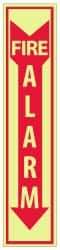NMC - Fire Alarm, Pressure Sensitive Vinyl Fire Sign - 4" Wide x 18" High, Glow-in-the-Dark - Eagle Tool & Supply