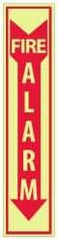 NMC - Fire Alarm, Plastic Fire Sign - 4" Wide x 18" High, Glow-in-the-Dark - Eagle Tool & Supply