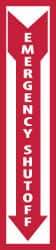NMC - "Emergency Shut-Off", 18" Long x 4" Wide, Pressure-Sensitive Vinyl Safety Sign - Rectangle, 0.004" Thick, Use for Accident Prevention - Eagle Tool & Supply