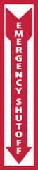 NMC - "Emergency Shut-Off", 18" Long x 4" Wide, Pressure-Sensitive Vinyl Safety Sign - Rectangle, 0.004" Thick, Use for Accident Prevention - Eagle Tool & Supply