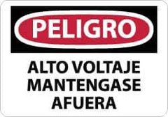 NMC - "Peligro - Alto Voltaje Mantengase Afuera", 10" Long x 14" Wide, Rigid Plastic Safety Sign - Rectangle, 0.05" Thick, Use for Workplace/Safety - Eagle Tool & Supply
