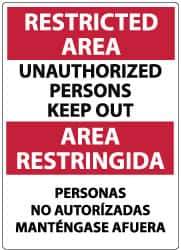 NMC - "Restricted Area - Unauthorized Persons Keep Out", 14" Long x 10" Wide, Rigid Plastic Safety Sign - Rectangle, 0.05" Thick, Use for Security & Admittance - Eagle Tool & Supply