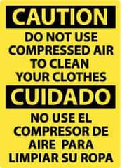 NMC - "Caution - Do Not Use Compressed Air to Clean Your Clothes", 14" Long x 10" Wide, Pressure-Sensitive Vinyl Safety Sign - Rectangle, 0.004" Thick, Use for Accident Prevention - Eagle Tool & Supply