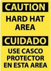 NMC - "Caution - Hard Hat Area", 14" Long x 10" Wide, Aluminum Safety Sign - Rectangle, 0.04" Thick, Use for Accident Prevention - Eagle Tool & Supply