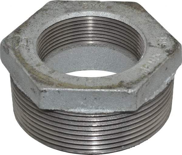 Made in USA - Class 150, 3 x 2" Galvanized Pipe Hex Bushing - Threaded, Malleable Iron - Eagle Tool & Supply