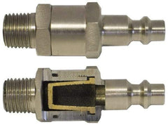 Coilhose Pneumatics - 1/4 Male NPT Tru-Flate Automotive Pneumatic Hose Connector - Brass Nickel Plated, 3/8" Body Diam - Eagle Tool & Supply