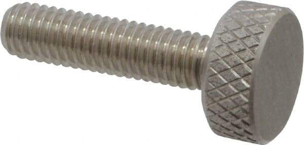 Gibraltar - #10-32 Knurled Shoulderless Grade 18-8 Stainless Steel Thumb Screw - 15/16" OAL, 7/16" Head Diam x 3/16" Head Height - Eagle Tool & Supply