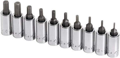 SK - 10 Piece 1/4" Drive Inch Hex Bit Socket Set - 1/16 to 1/4" Hex - Eagle Tool & Supply