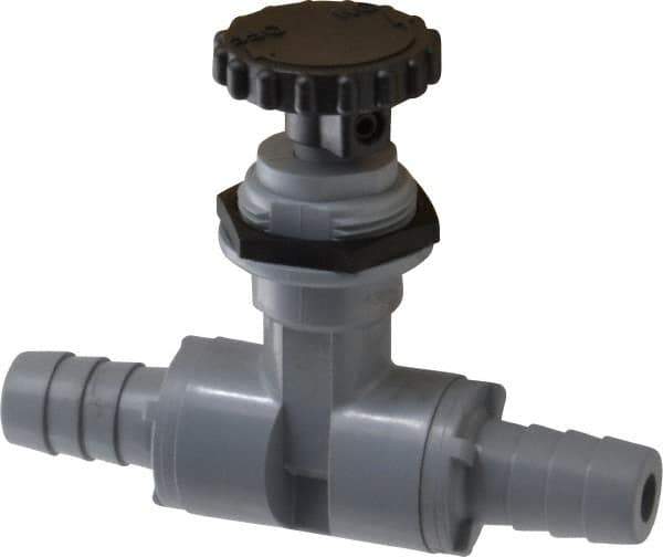 Specialty Mfr - 1/2" Pipe, Inline Needle Valve - EPDM Seal, Barbed x Barbed Ends, PVC Valve, 125 Max psi - Eagle Tool & Supply