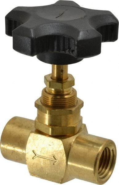 Specialty Mfr - 1/4" Pipe, Inline Needle Valve - FNPT x FNPT Ends, Brass Valve, 500 Max psi - Eagle Tool & Supply