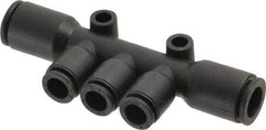 Legris - 8 x 6mm Outside Diam, Nylon Push-to-Connect Multiple Tee with Mounting Holes - 290 Max psi, Black - Eagle Tool & Supply