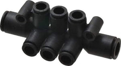 Legris - 8 x 6mm Outside Diam, Nylon Push-to-Connect Double Multiple Tee with Mounting Holes - 290 Max psi, Black - Eagle Tool & Supply