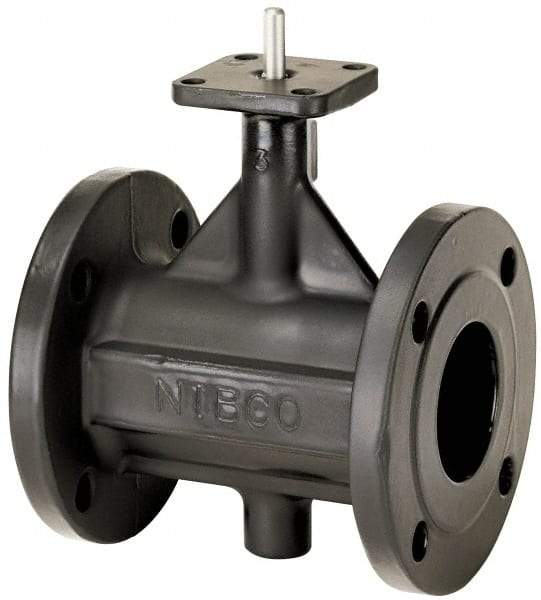 NIBCO - 2" Pipe, Flanged Butterfly Valve - Bare Stem Handle, Ductile Iron Body, Polyamide Seat, 285 WOG, EPDM Coated Ductile Iron Disc, Stainless Steel Stem - Eagle Tool & Supply