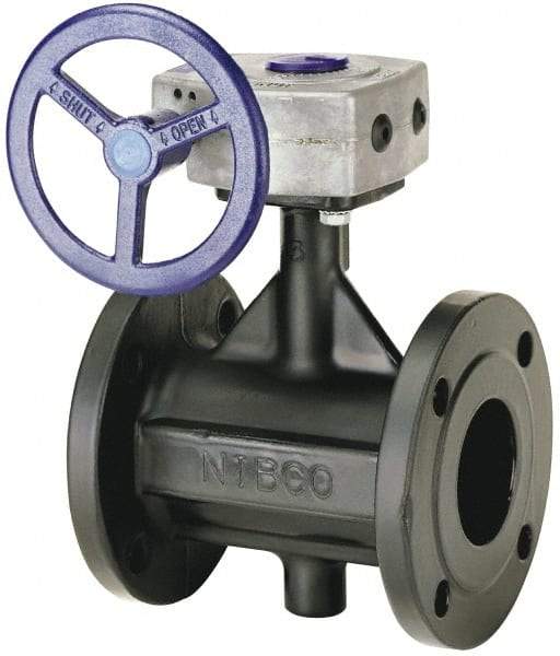 NIBCO - 6" Pipe, Flanged Butterfly Valve - Bare Stem Handle, Ductile Iron Body, Polyamide Seat, 285 WOG, EPDM Coated Ductile Iron Disc, Stainless Steel Stem - Eagle Tool & Supply