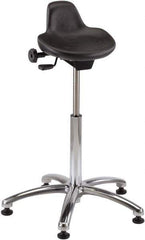 Bevco - 27" Wide x 27" Deep x 20 to 30" High, Steel Base, Adjustable Height Swivel Stool - Polyurethane Seat, Black - Eagle Tool & Supply