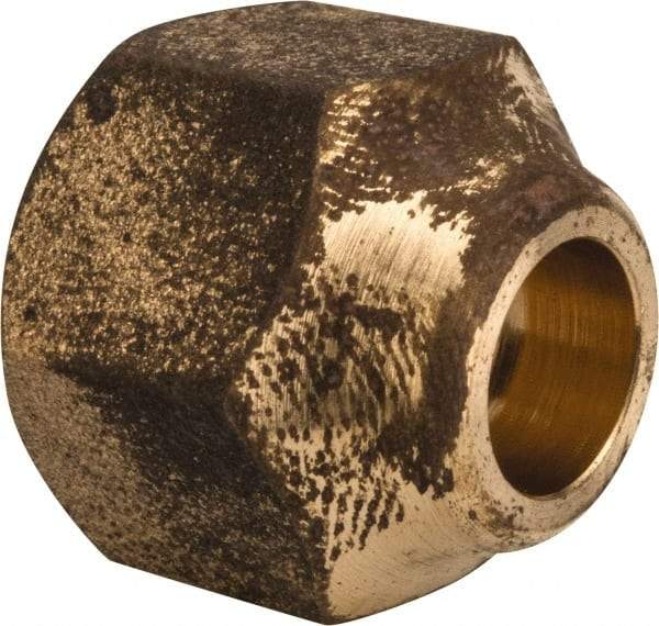 Parker - 5/16" Tube OD, 45° Brass Flared Tube Short Nut - 1/2-20 UNF, Flare Ends - Eagle Tool & Supply