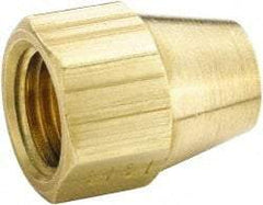 Parker - 5/8" Tube OD, 45° Brass Flared Tube Shorter Nut - 7/8-14 UNF, Flare Ends - Eagle Tool & Supply