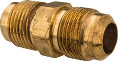 Parker - 5/8" Tube OD, 45° Brass Flared Tube Union - 7/8-14 UNF, Flare x Flare Ends - Eagle Tool & Supply