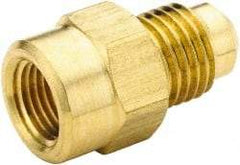 Parker - 1/2" Tube OD, 45° Brass Flared Tube Female Connector - 3/4-14 NPTF, Flare x FNPTF Ends - Eagle Tool & Supply