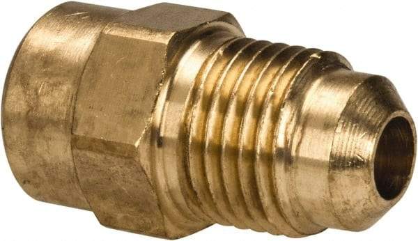 Parker - 5/16" Tube OD, 45° Brass Flared Tube Female Connector - 1/8-27 NPTF, Flare x FNPTF Ends - Eagle Tool & Supply