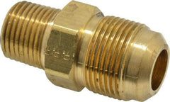 Parker - 3/4" Tube OD, 45° Brass Flared Tube Male Connector - 1/2-14 NPTF, Flare x MNPTF Ends - Eagle Tool & Supply