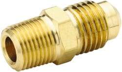 Parker - 3/4" Tube OD, 45° Brass Flared Tube Male Connector - 3/4-14 NPTF, Flare x MNPTF Ends - Eagle Tool & Supply