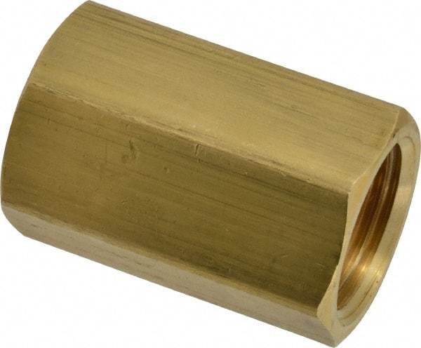 Parker - 5/8" Tube OD, 45° Brass Flared Tube Union Female To Female - 7/8-14 UNF, Flare x Flare Ends - Eagle Tool & Supply