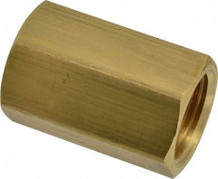 Parker - 5/8" Tube OD, 45° Brass Flared Tube Union Female To Female - 7/8-14 UNF, Flare x Flare Ends - Eagle Tool & Supply