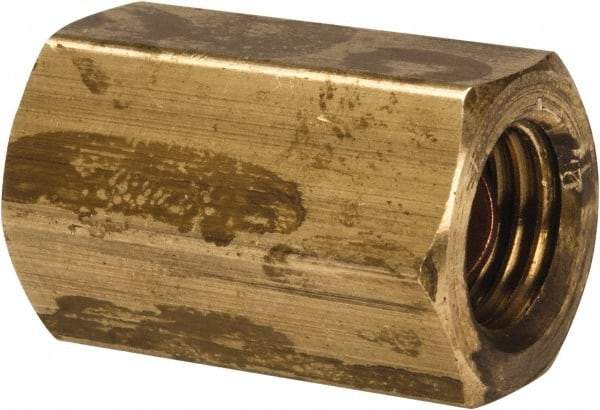 Parker - 1/4" Tube OD, 45° Brass Flared Tube Union Female To Female - 7/16-20 UNF, Flare x Flare Ends - Eagle Tool & Supply