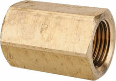 Parker - 3/8" Tube OD, 45° Brass Flared Tube Union Female To Female - 5/8-18 UNF, Flare x Flare Ends - Eagle Tool & Supply