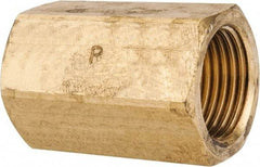 Parker - 1/2" Tube OD, 45° Brass Flared Tube Union Female To Female - 3/4-16 UNF, Flare x Flare Ends - Eagle Tool & Supply