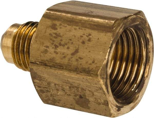 Parker - 1/4 x 3/8" Tube OD, 45° Brass Flared Tube Male Flare To Female Flare - 5/8-18 UNF, Flare x Flare Ends - Eagle Tool & Supply
