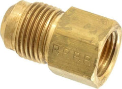 Parker - 1/2 x 3/8" Tube OD, 45° Brass Flared Tube Male Flare To Female Flare - 5/8-18 UNF, Flare x Flare Ends - Eagle Tool & Supply