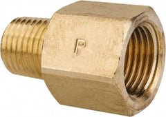 Parker - 3/8" Tube OD, 45° Brass Flared Tube Female Flare To Male Pipe - 1/4-18 NPTF, Flare x MNPTF Ends - Eagle Tool & Supply