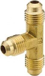 Parker - 1/2 x 1/2 x 3/8" Tube OD, 45° Brass Flared Tube Union Tee - Flare x Flare x Flare Ends - Eagle Tool & Supply