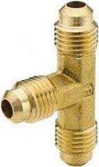 Parker - 1/2 x 1/2 x 3/8" Tube OD, 45° Brass Flared Tube Union Tee - Flare x Flare x Flare Ends - Eagle Tool & Supply